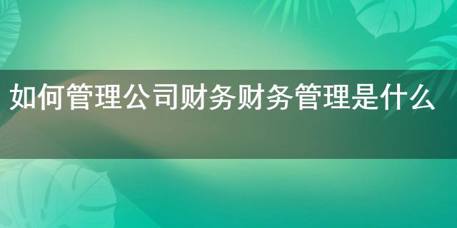 金沙澳门官网如何管理公司财务 财务管理是什么